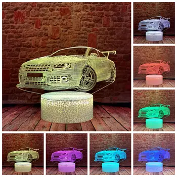 3D Iluzije LED Desk Nočna 7 Barv Spreminja Model Avtomobila, ukrep & igrača številke