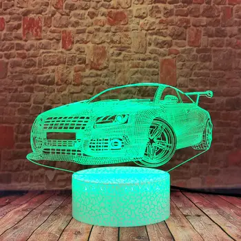 3D Iluzije LED Desk Nočna 7 Barv Spreminja Model Avtomobila, ukrep & igrača številke