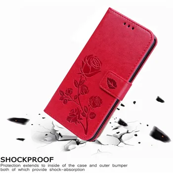 Luksuzni Usnja Flip Book Primeru za Alcatel 1S 2019 5024d 1S 2020 Rose Cvet Denarnice Stojalo Primeru Telefon Kritje Vrečko