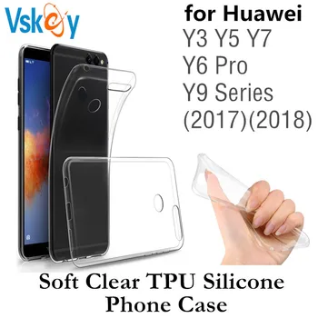 100 kozarcev Ultra Tanek Jasno Primeru Telefon za Huawei Y3 Y5 Y6 Y7 Pro Y9 Prime 2017 2018 2019 Mehko TPU Prozoren Silikonski Pokrov Nazaj