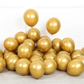 Debelo 50pcs 10palčni 1.8 g Chrome Zlato Balon Utripa Kovinski Balon Debele Biserno Kovinsko Poročno Dekoracijo Kovinskih Baloni