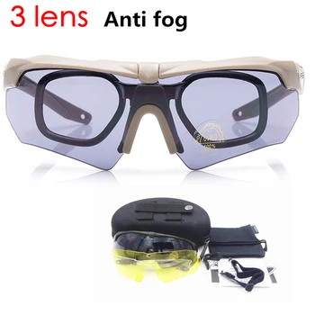 Anti-fog 3 Leče očala vojaške očala Balističnih Vojaški Šport Moških sončna Očala Vojske Bullet-proof Očala streljanje CS