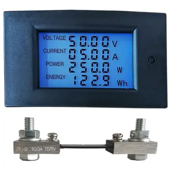 50A DC 7.5-100V Digitalni LCD Voltmeter Ampermeter Wattmeter Power Energy Meter Volt kwh-Vatnim Ojačevalnikom