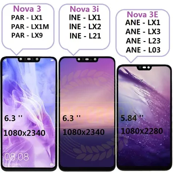Za Huawei Nova 3 LCD-Zaslon na Dotik PAR LX1 LX9 Nova 3i LCD INO LX2 L21 Nova 3e Zaslon LX3 L23 Zaslon Nova3 z okvirjem