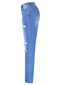 HAOOHU Visoko Pasu Svoboden Udobno Jeans Za Ženske Plus Velikost Modi Priložnostne Naravnost Hlače Mama Oprati Kavbojke Fant Jeans