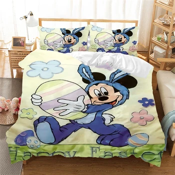 Disney Mickey mouse Posteljnina Nabor Velikonočni okraski za dom, Kraljica, Kralj, Velikost Rjuhe Kritje nastavite pisanica Tolažnik Kompleti Posteljnine
