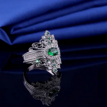 Diamantni prstan smaragdno Rose zlata prstana kristalno Indijski nakit razkošje Letnik sodišče lady cirkon obroč zaročni Prstan prstan B2893