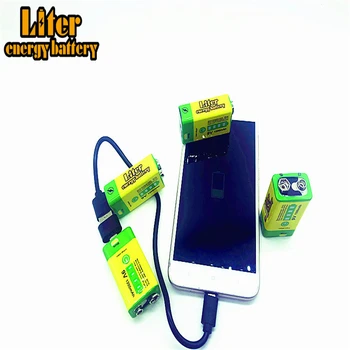 9V 6F22 USB 1200mAh Lipo polnilna litij-ionska baterija za dima alarm brezžični mikrofon Kitara Banka napajanje mobilnega telefona