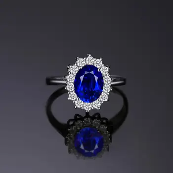 JewelryPalace Ustvarili Modra, Temno Modra Obroča Princesa Krono Halo Posla Poročni Prstani 925 Sterling Silver Obroči Za Ženske 2021