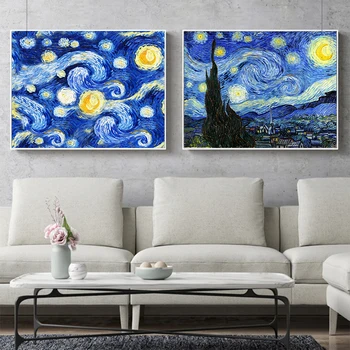 Zvezdnato Noč Mesečini Van Gogh Slavnega Umetnika Impresionizma Slikarstvo, Umetnost, Tiskanje Plakatov Stenske Slike Platno Slikarstvo Dekoracijo