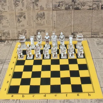 Starinsko Šah Terakota Vojske Velike Šahovske Figure, Usnje Šahovnici Terakota Smolo Šahovske Figure Znak Modeliranje Darila