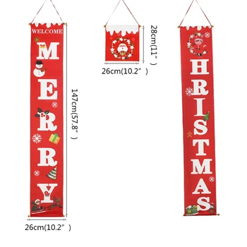 3Pcs/set Božič Verandi Banner Znak, Božični Okraski, Obešanje Transparentov Vesel Božič Couplet Navidad Prostem Dekoracijo