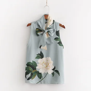 2019 Lok-tie cvet natisniti majico vadiming sheining zaraing-slog za ženske bluzo kimono