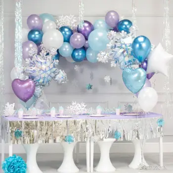 Balon Kit Svetlo Modra, Bela, Vijolična Snežinka Latex Balon za Božič Winter Wonderland Stranka Rojstni dan