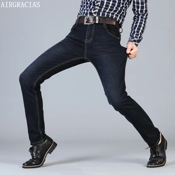 AIRGRACIAS Moške Jeans Visoko Kakovostnih Klasičnih Mens Jean Elastična Ravne Dolge Hlače Hlače, Bombaž Denim Kavbojke Moški Plus Velikost 28-46