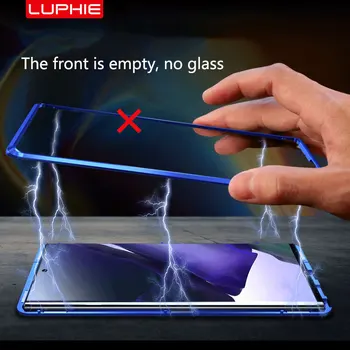 Luphie Magnetnih Kovin Primeru Telefon za Galaxy Note 20 Ultra Močan Magnet steklen Pokrov Jasno Nazaj Objektiv Zaščita za Samsung S20
