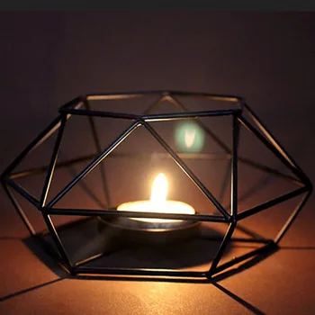 3D Geometrijskih Nameščena svijećnjak Kovinski Čaj Luči Doma Dekor Svečnik