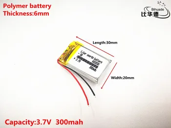 2pcs/veliko 602030 300 mah 3,7 V litij-ionsko polimer baterijo kakovosti blaga kakovosti CE, FCC, ROHS organ za potrjevanje