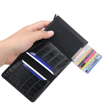 Nove Moške In Ženske Krokodil usnja smart denarnice multi-card položaj torbici banka imetnika kartice rfid samodejno pop-up torbica
