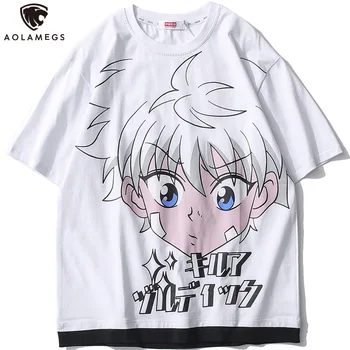 Aolamegs T-shirt Moški Japonski Anime Fant Kanji Natisnjeni Priložnostne Ulične Poletje Moda Harajuku Kolegij Slog Vrhovi Moških Oblačil