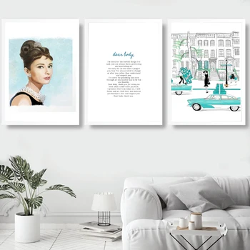 Moda Audrey Hepburn Ponudbe Platno Slikarstvo Fotografij in Plakatov Stenske Slike za dnevno Sobo Gospa Wall Art Doma Dekor Brez Okvirja