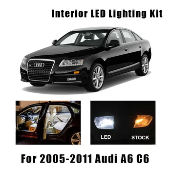 18pcs Napak Bel Avto LED Notranja Svetila za Vgradnjo, Primerna Za Audi A6 C6 2005-2009 2010 2011 Branje Dome registrske Tablice Lučka