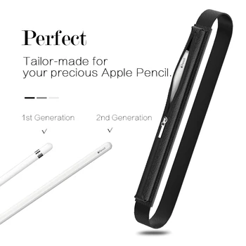 Primeru, da Imetnik za Apple Svinčnik-Premium Usnja Primeru Elastična Snemljivi Rokavi, Zadrgo, Žepek za Apple Svinčnik(1. &2. Gen),za ipad