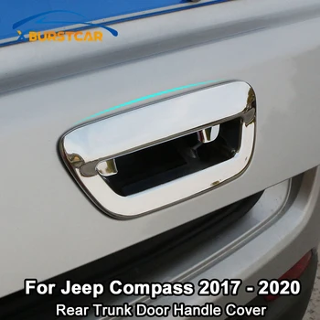 Xburstcar Avto Chrome Zadaj Prtljažnik, Vrata Ročaj Pokrov Nazaj Prtljažnik Vrata Skledo Zajema Nalepke Za Jeep Compass 2017 - 2020 Dodatki