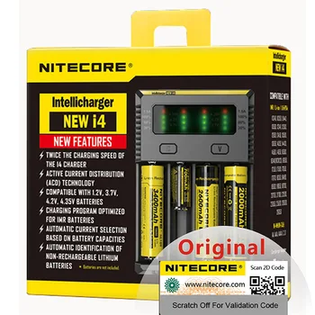 Original Nitecore Novo I4 Polnilec za Baterije 18650 14500 16340 26650 LCD Li-ion Hitro Polnilnik 12V Charing za AA AAA Baterije