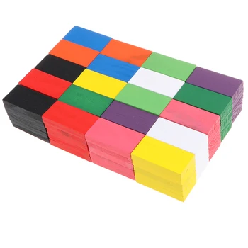 100 kozarcev Lesene Dominos Bloki Nastavite, Otroci Igre Izobraževalne Igrajo Stavbe Igrača, Ploščice Domino Dirke Igre Darilo - 5 barv za Velike