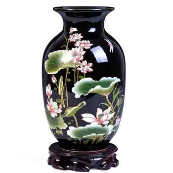 Jingdezhen Keramične Vaze Kitajski Slog Classic Postoral Vaza+Base Figurice Fino Gladko Površino Doma Dekor Izdelki R1887