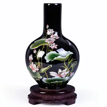 Jingdezhen Keramične Vaze Kitajski Slog Classic Postoral Vaza+Base Figurice Fino Gladko Površino Doma Dekor Izdelki R1887