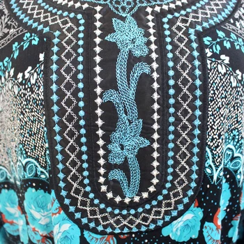 Cvjetnim Tiskanja Etnične Slog Dolg Rokav Afriške Obleke Vezenje Modra Svoboden Pomlad Jesen Ženske Obleko Maxi
