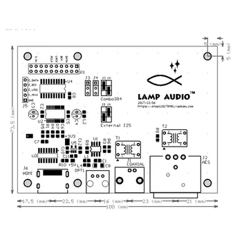 Amanero XMOS Digitalni Vmesnik USB za I2S IIS Koaksialni Optični HDMI AES SPDIF Izhod Odbor za hi-fi ojačevalec