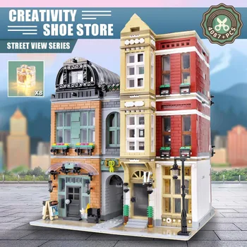 16001 Streetview Stavbe Igrače Čevlji Store Model Sestavljanje Kompleti Stavbe, Bloki, Opeke Otroci Božični Igrače Darila