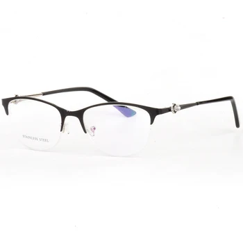 Optična Očala Spektakel Okvir Ženske Kovinski Pol Okvir Obravnavi Očala Customzied Leče, Očala Za Kratkovidnost Recept Očala