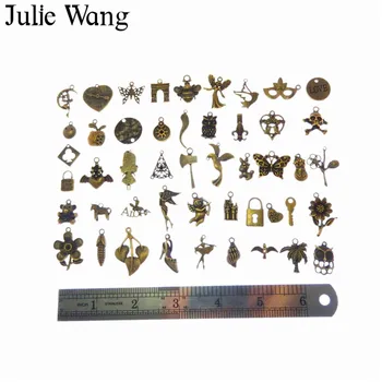 Julie Wang 100 g/paket Naključno Mešani Antično Bronasto Majhne čarobne gumbe Za Ogrlico, Zapestnico, Obesek Nakit, Izdelava Kovinske Opreme