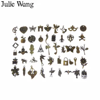 Julie Wang 100 g/paket Naključno Mešani Antično Bronasto Majhne čarobne gumbe Za Ogrlico, Zapestnico, Obesek Nakit, Izdelava Kovinske Opreme