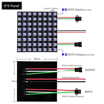 WS2812B RGB LED Digitalni Individualno Prilagodljiv Prostor Plošča Svetlobe WS2812 šahovnica z 8 × 8 16x16 8x32 Modul Matrični Zaslon 5
