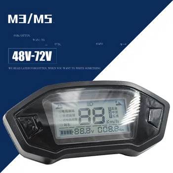 Električna Vozila Oprema LCD Merilnika prevožene poti M3 M5 48V 60V 72V Električno energijo merilnik Hitrosti Prikaz