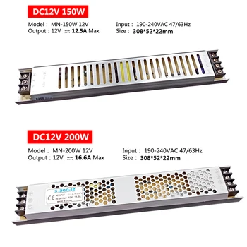 Ultra Tanek LED AC DC Napajanje Napajanje 220V Na 12V 24V Razsvetljavo Transformatorji 220V, Da 110V Pretvornik 12V 24V Napajanje