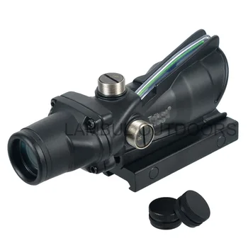 Lov Riflescope Chevron ACOG 4X32 Pravi Fiber Optics Rdečo, Zeleno Osvetljen Steklo, Jedkano Reticle Taktično Optične Pogled