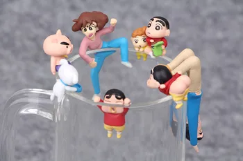 7pcs/veliko Cosplay Japonske Anime Voščenka Shin-chan Pokal rob Nowara Shinnosuke PVC Akcijska Figura Model Lutka Igrače Za Otroke Darila