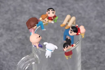7pcs/veliko Cosplay Japonske Anime Voščenka Shin-chan Pokal rob Nowara Shinnosuke PVC Akcijska Figura Model Lutka Igrače Za Otroke Darila