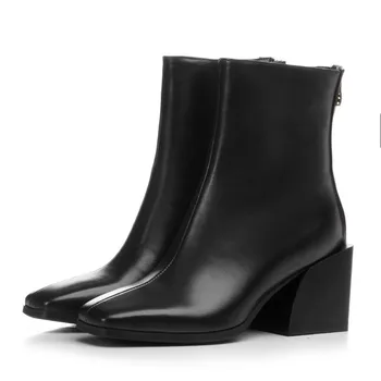 MORAZORA 2020 vrh kakovosti polno pravega usnja, copati ženske škornji zip kvadratnih petah Chelsea čevlji modni obleko, ženska, čevlji