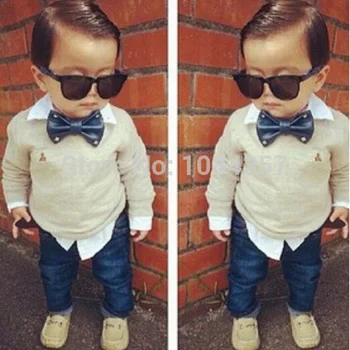 DT0199 nova moda fant, ki je oblačila sklop korejskem slogu baby fantje obleke otroci majica + kavbojke, 2 kom./komplet otroških oblačil