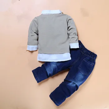 DT0199 nova moda fant, ki je oblačila sklop korejskem slogu baby fantje obleke otroci majica + kavbojke, 2 kom./komplet otroških oblačil