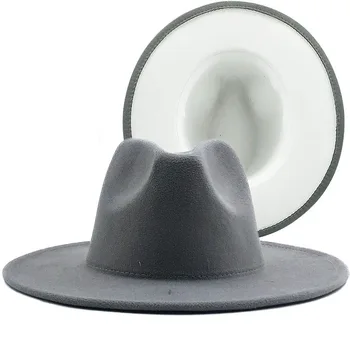 Mešanih barv Jazz klobuki kavbojski klobuk za ženske in moške zimske moške skp rdeča s črno volno bowler klobuk na debelo