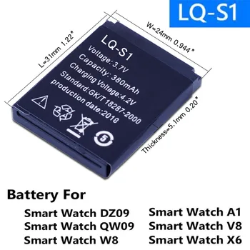 2PCS LQ-S1 3,7 V Polnilne Li-ion Polymer Baterija Za Smart Watch HLX-S1 DJ-09 AB-S1 M9 FYM-M9 JJY-S1 DZ09 QW09 W8 A1 V8 X6