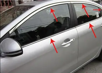 Za obdobje 2011-2012 KIA RIO / K2 Visoko kakovostnega nerjavečega jekla okno avtomobila trim trakovi (gor + puščica + Zadaj trikotnik, komplet 10 kom.)